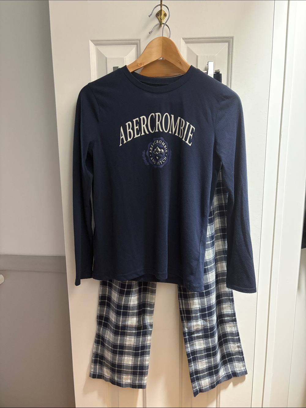 Abercrombie Kids Navy and White Plaid Pajama Set